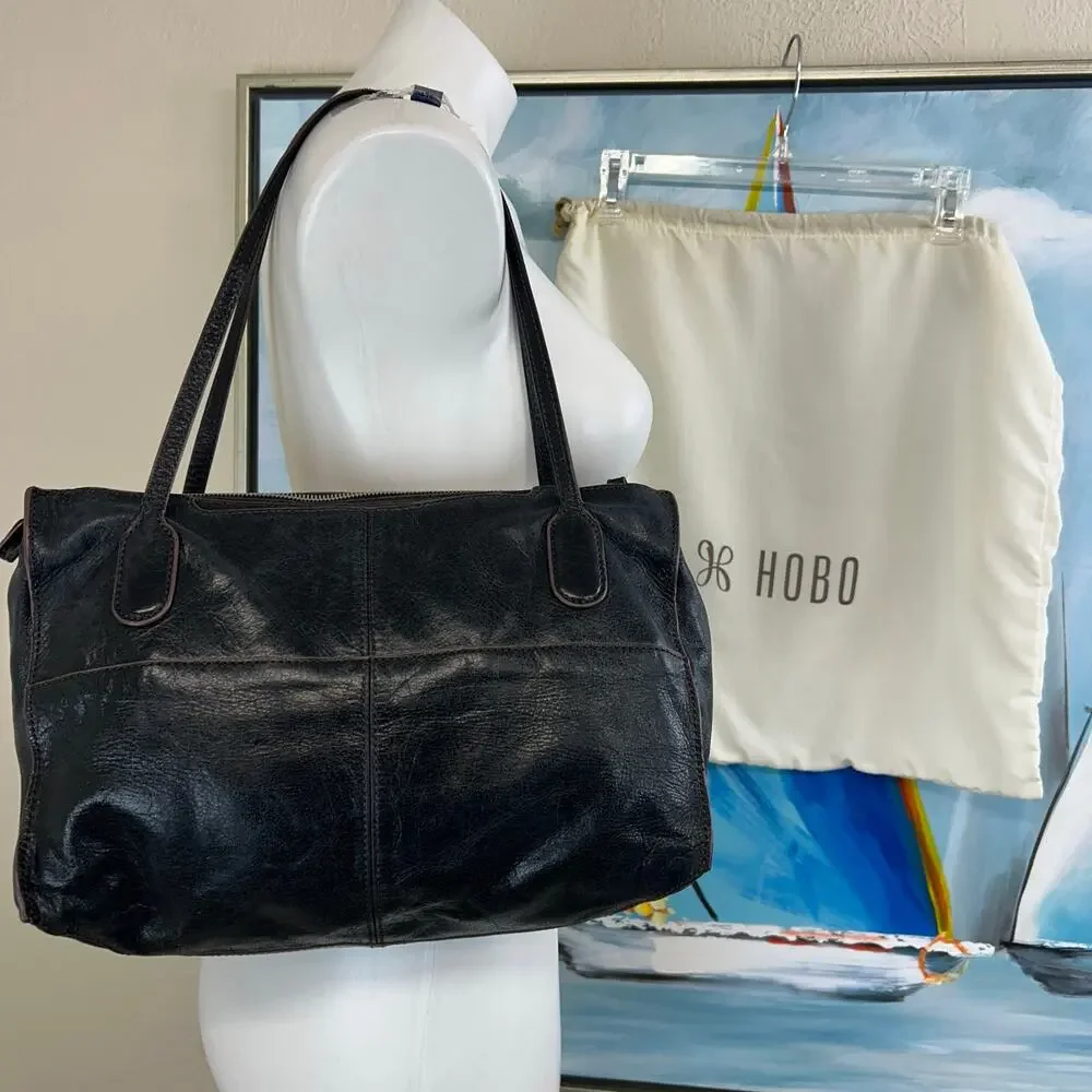 HOBO Leather Friar purse Black soft distressed shoulder bag and dust bag